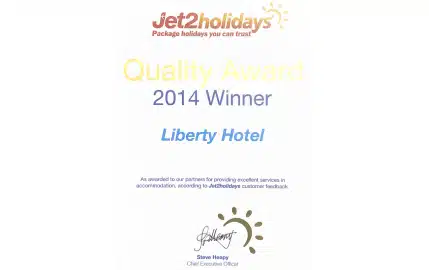 Jet2 Holidays Quality Award Winner 2014