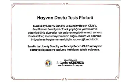 Hayvan Dostu Plaket Ödülü